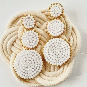 Round circle drop earrings NEW white/ gold‎